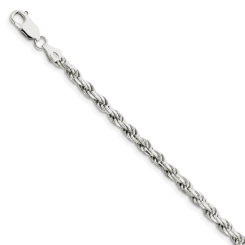 4.25mm Sterling Silver D/C Solid Rope Chain Anklet Or Bracelet, 9 Inch